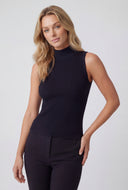 Sleeveless Mock Neck Knit Top