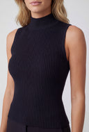 Sleeveless Mock Neck Knit Top