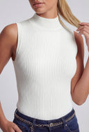 Sleeveless Mock Neck Knit Top