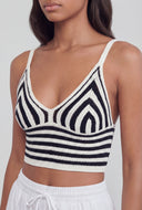 Striped Crochet Crop Tank Top