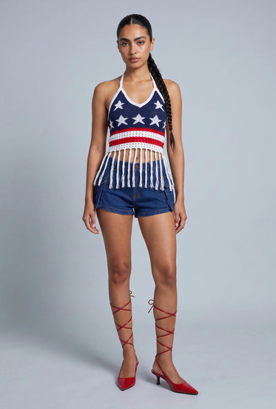 Americana Fringe Halter Top