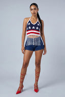 Americana Fringe Halter Top