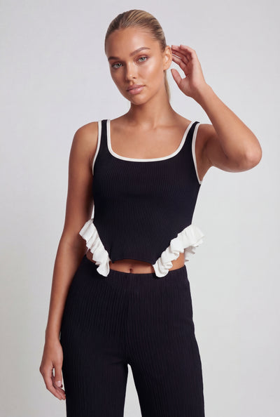 Ruffled Handkerchief Hem Crop Top