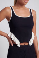 Ruffled Handkerchief Hem Crop Top