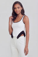 Ruffled Handkerchief Hem Crop Top