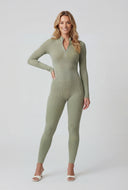 Quarter Zip Compression Ribbed Catsuit