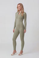 Quarter Zip Compression Ribbed Catsuit