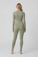 Quarter Zip Compression Ribbed Catsuit