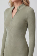 Quarter Zip Compression Ribbed Catsuit