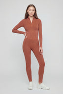 Quarter Zip Compression Ribbed Catsuit