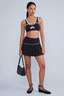 Love Contrast Drop Waist Pleated Skort