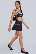 Love Contrast Drop Waist Pleated Skort