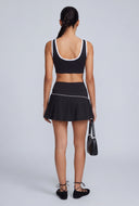 Love Contrast Drop Waist Pleated Skort