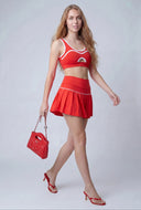 Love Contrast Drop Waist Pleated Skort