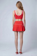 Love Contrast Drop Waist Pleated Skort