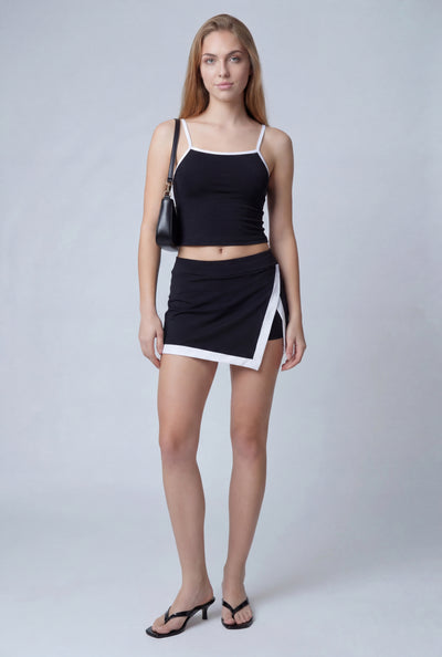 Dani Contrast Asymmetrical Skort