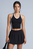 Cleo Varsity Stripe Crop Halter Top
