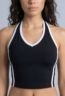 Cleo Varsity Stripe Crop Halter Top