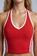 Cleo Varsity Stripe Crop Halter Top