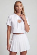 Rhinestone Heart Cutout Crop Hoodie
