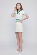 Brittany Varsity Ribbed Crop Polo Shirt