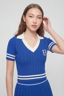 Brittany Varsity Ribbed Crop Polo Shirt