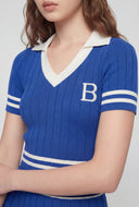 Brittany Varsity Ribbed Crop Polo Shirt