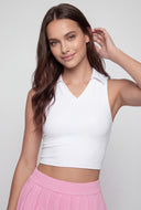 Sleeveless Crop Polo Top