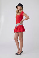 Cecilia Color Blocked Bubble Hem Skort Mini