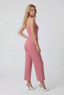 Striped Strapless Cropped Flare Jumpsuit