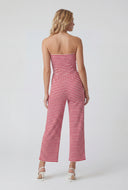 Striped Strapless Cropped Flare Jumpsuit