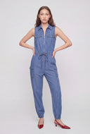 Lakelyn Denim Zip-Front Utility Jumpsuit