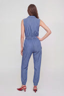 Lakelyn Denim Zip-Front Utility Jumpsuit