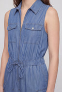 Lakelyn Denim Zip-Front Utility Jumpsuit