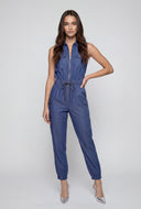 Lakelyn Denim Zip-Front Utility Jumpsuit