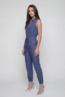 Lakelyn Denim Zip-Front Utility Jumpsuit