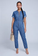 Chambray Zip Front Jumpsuit