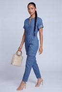 Chambray Zip Front Jumpsuit