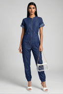 Chambray Zip Front Jumpsuit
