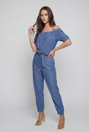 Chambray Off The Shoulder Jumpsuit
