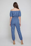 Chambray Off The Shoulder Jumpsuit