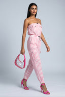 Striped Strapless Jumpsuit