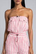 Striped Strapless Jumpsuit