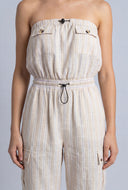 Striped Strapless Jumpsuit