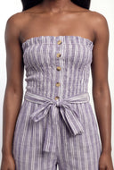 Striped Strapless Wide Leg Jumpsuit