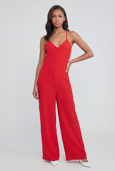 Sleeveless Crepe Wide-Leg Jumpsuit