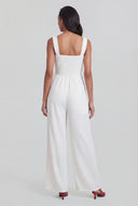Smocked Square Neck Wide-Leg Jumpsuit