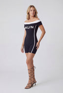 Graphic Off The Shoulder Biker Romper