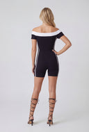 Graphic Off The Shoulder Biker Romper