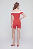 Graphic Off The Shoulder Biker Romper